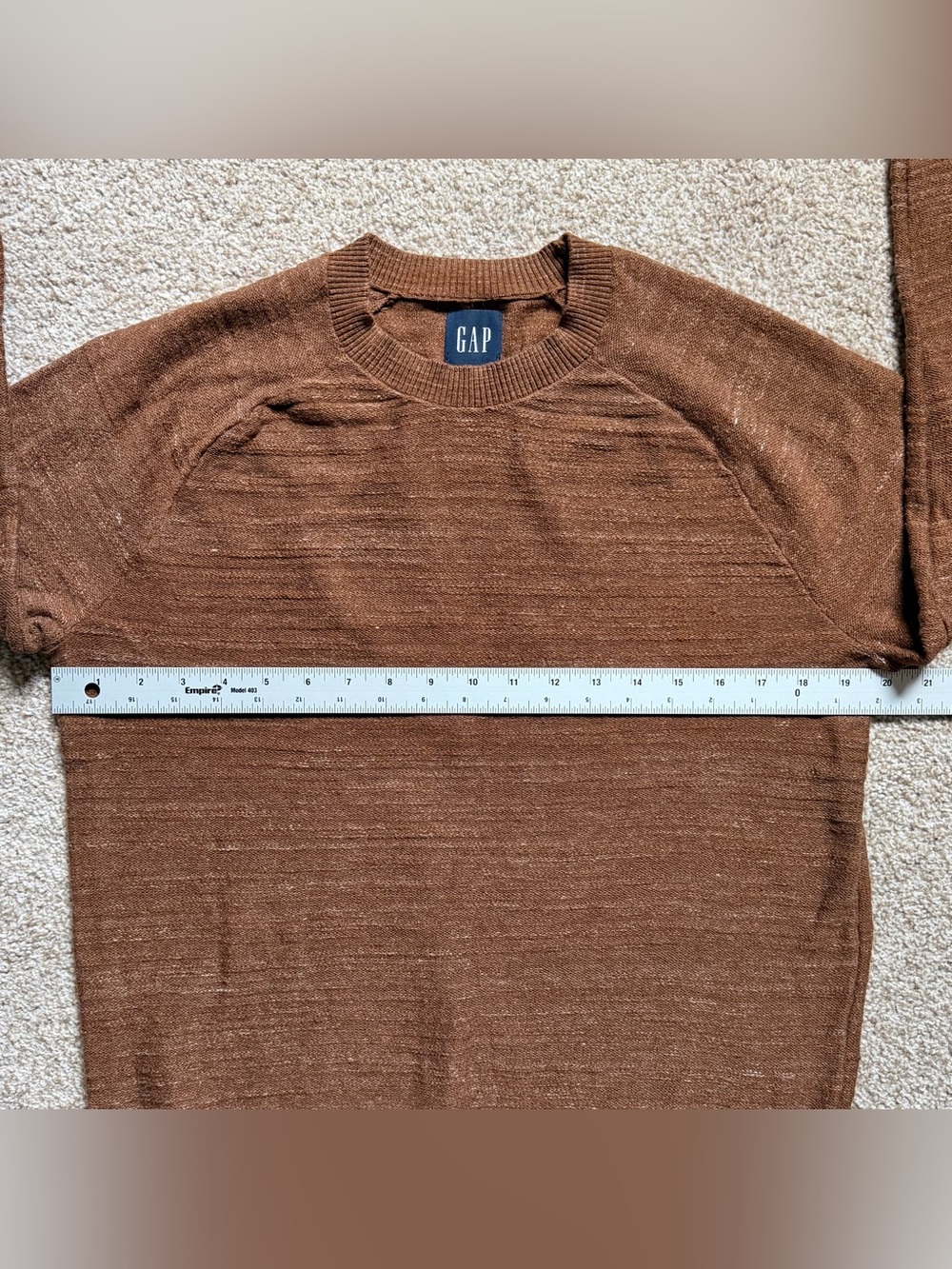 Gap Men’s 100% Cotton Crewneck Sweater Rust Brown M Medium Pullover Long Sleeve - Picture 9 of 10